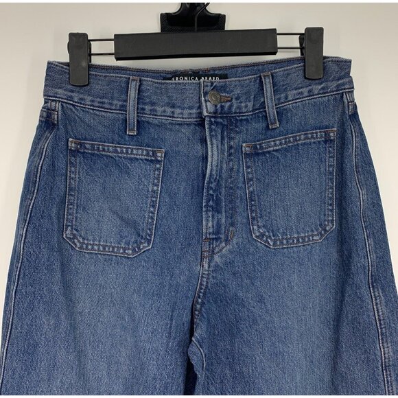 Veronica Beard Jeans Taylor Relaxed Wide Leg High Rise Blue Denim - Picture 4 of 10